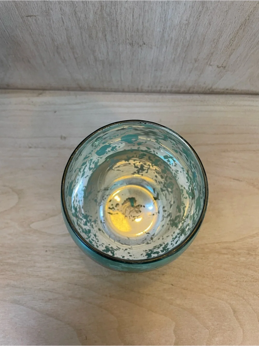 Pier 1 Teal Mercury Glass Votive Holder